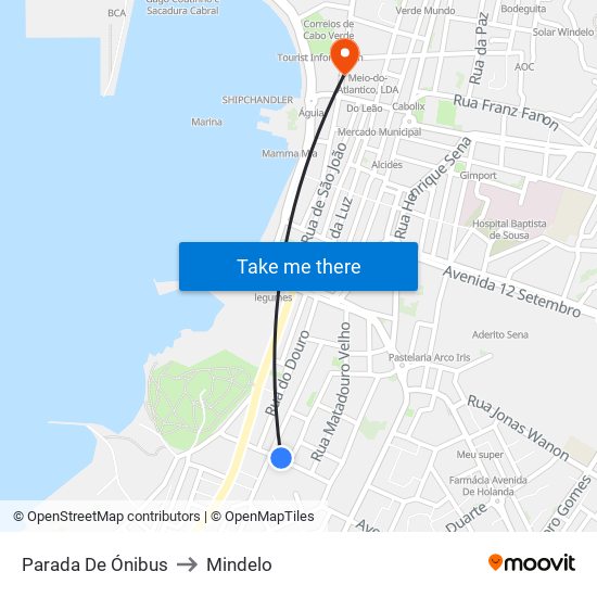 Parada De Ónibus to Mindelo map