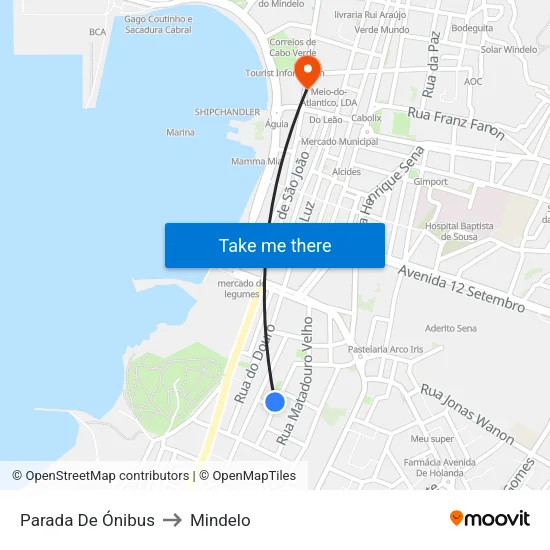 Parada De Ónibus to Mindelo map
