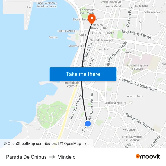 Parada De Ónibus to Mindelo map
