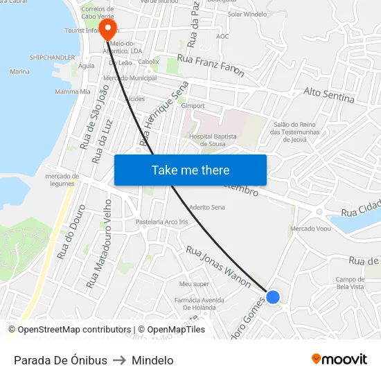 Parada De Ónibus to Mindelo map