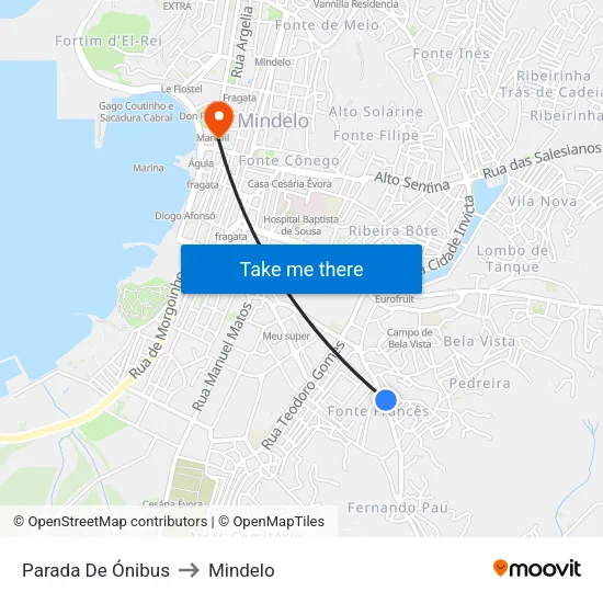 Parada De Ónibus to Mindelo map