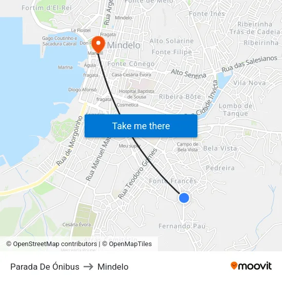 Parada De Ónibus to Mindelo map