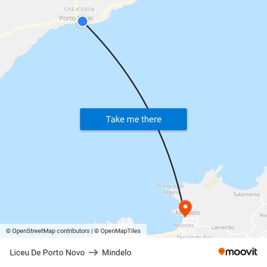 Liceu De Porto Novo to Mindelo map