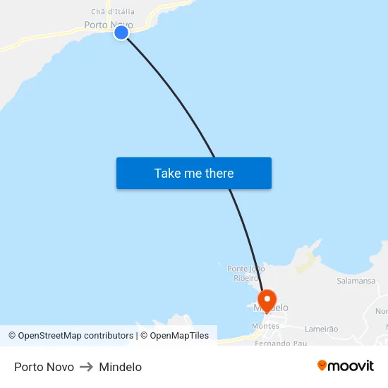 Porto Novo to Mindelo map