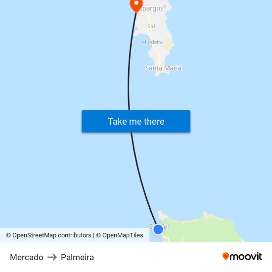 Mercado to Palmeira map