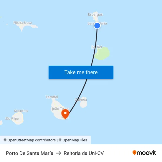 Porto De Santa María to Reitoria da Uni-CV map