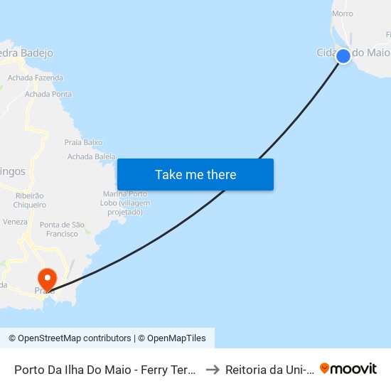 Porto Da Ilha Do Maio - Ferry Terminal to Reitoria da Uni-CV map