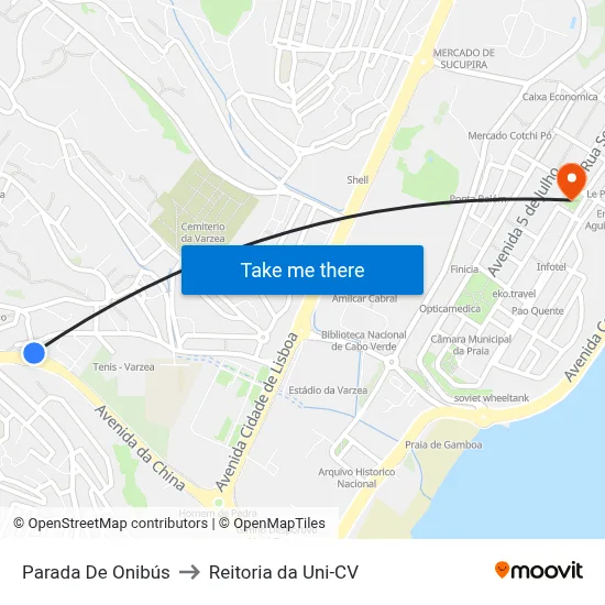 Parada De Onibús to Reitoria da Uni-CV map
