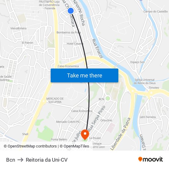 Bcn to Reitoria da Uni-CV map