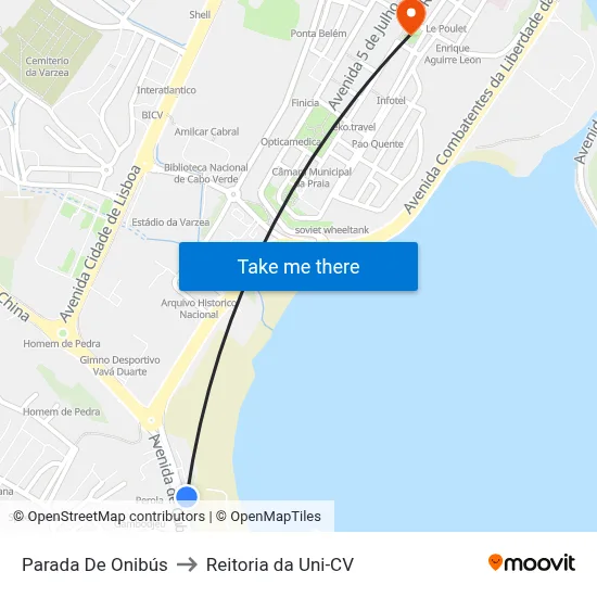 Parada De Onibús to Reitoria da Uni-CV map