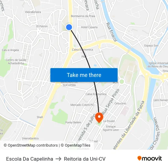 Escola Da Capelinha to Reitoria da Uni-CV map