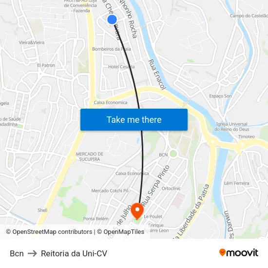 Bcn to Reitoria da Uni-CV map