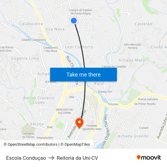 Escola Conduçao to Reitoria da Uni-CV map