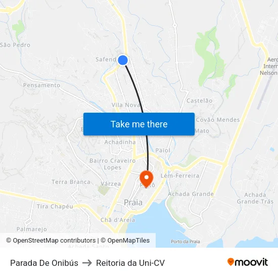 Parada De Onibús to Reitoria da Uni-CV map