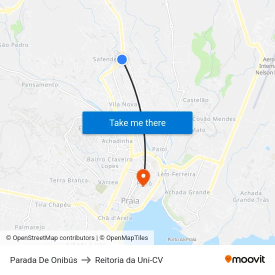 Parada De Onibús to Reitoria da Uni-CV map