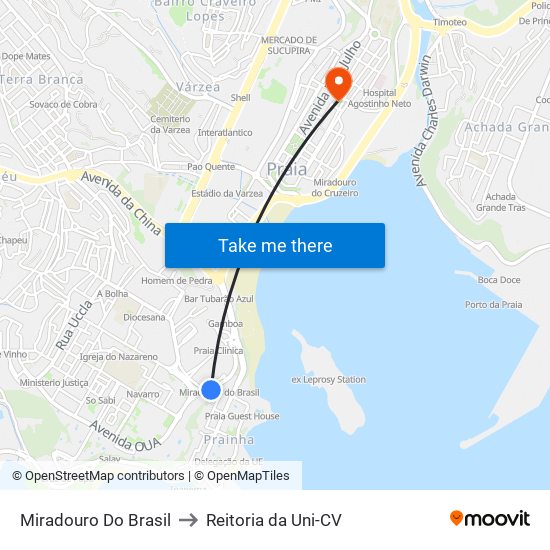 Miradouro Do Brasil to Reitoria da Uni-CV map