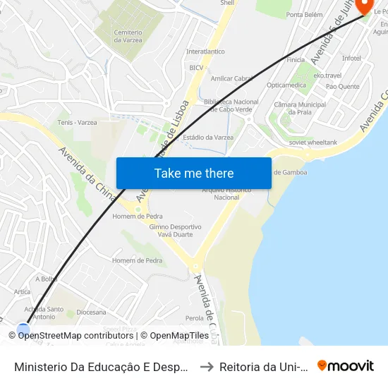 Ministerio Da Educaçâo E Desporto to Reitoria da Uni-CV map