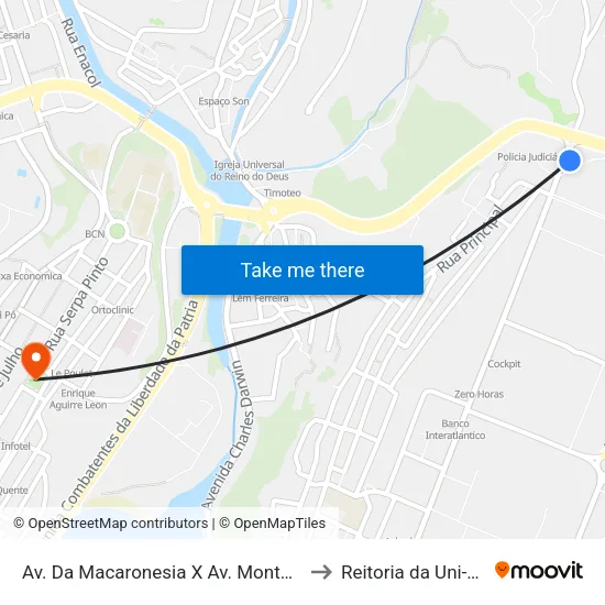 Av. Da Macaronesia X Av. Monteiro to Reitoria da Uni-CV map