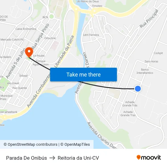 Parada De Onibús to Reitoria da Uni-CV map