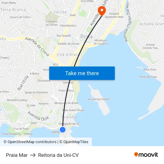 Praia Mar to Reitoria da Uni-CV map