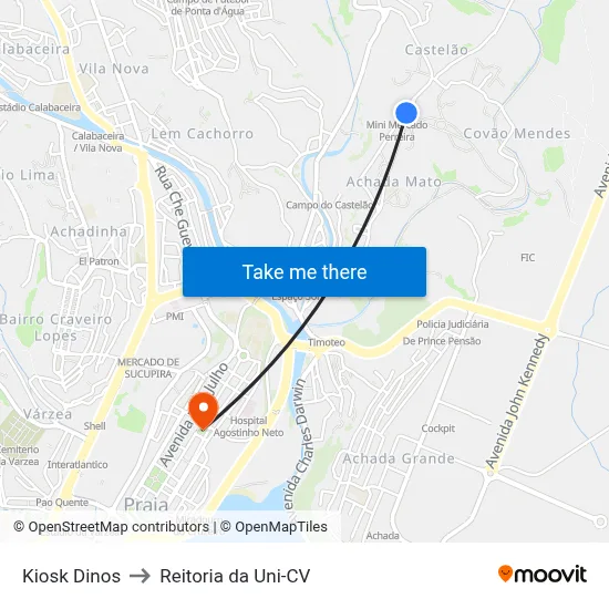Kiosk Dinos to Reitoria da Uni-CV map