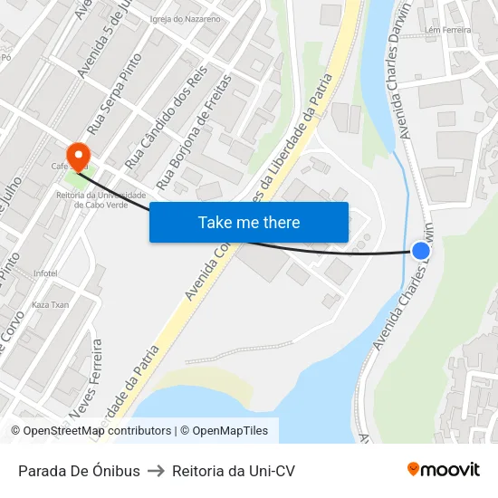 Parada De Ónibus to Reitoria da Uni-CV map