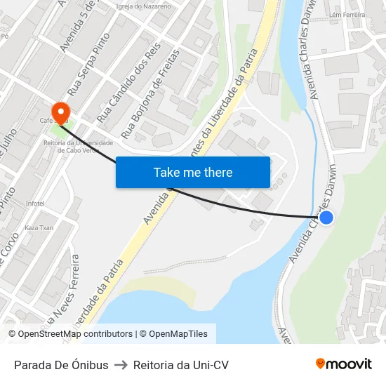 Parada De Ónibus to Reitoria da Uni-CV map