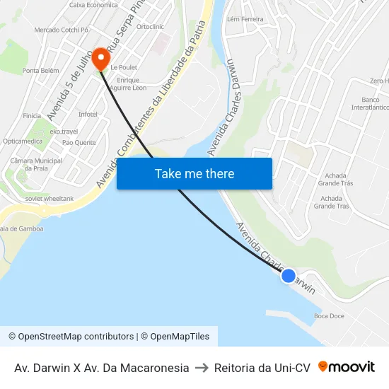 Av. Darwin X Av. Da Macaronesia to Reitoria da Uni-CV map