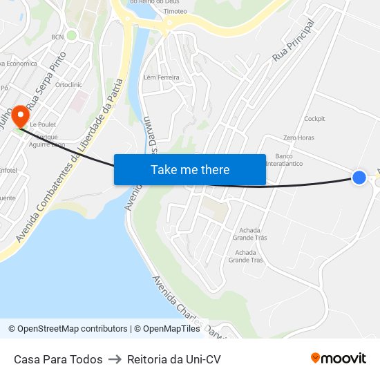Casa Para Todos to Reitoria da Uni-CV map