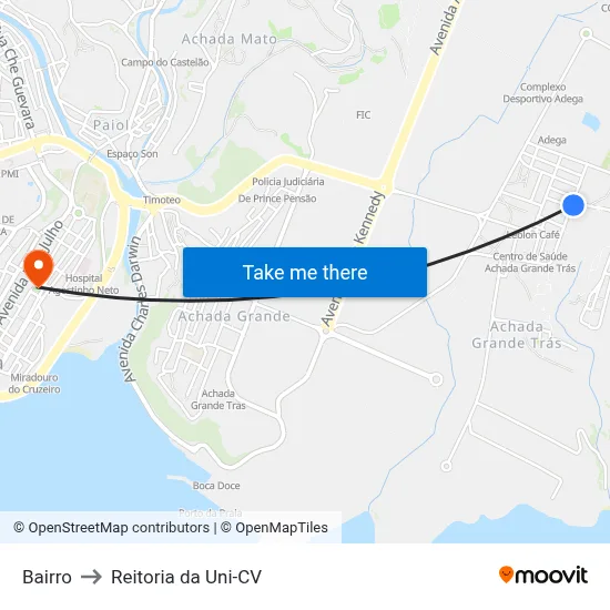 Bairro to Reitoria da Uni-CV map