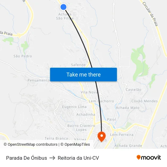Parada De Ónibus to Reitoria da Uni-CV map
