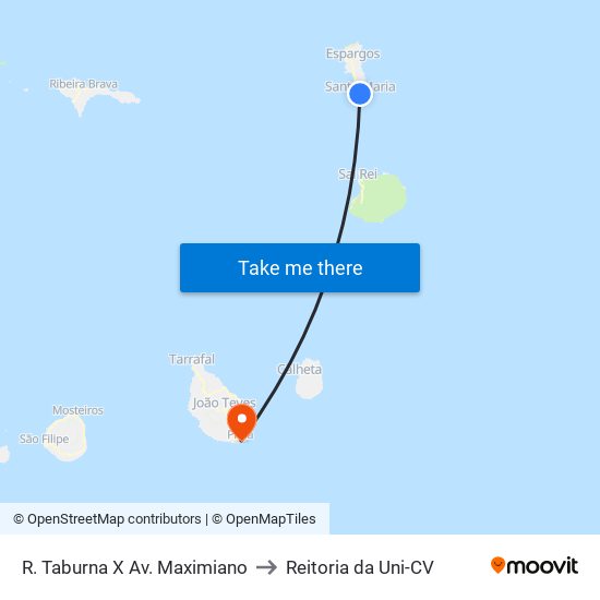 R. Taburna X Av. Maximiano to Reitoria da Uni-CV map