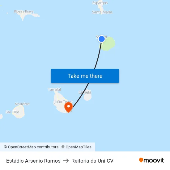 Estádio Arsenio Ramos to Reitoria da Uni-CV map