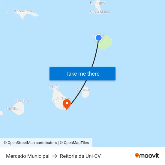 Mercado Municipal to Reitoria da Uni-CV map