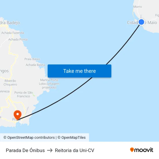 Parada De Ónibus to Reitoria da Uni-CV map