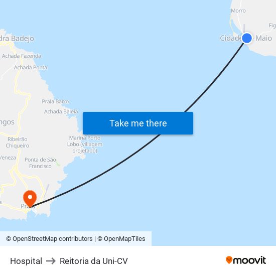 Hospital to Reitoria da Uni-CV map