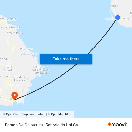 Parada De Ónibus to Reitoria da Uni-CV map