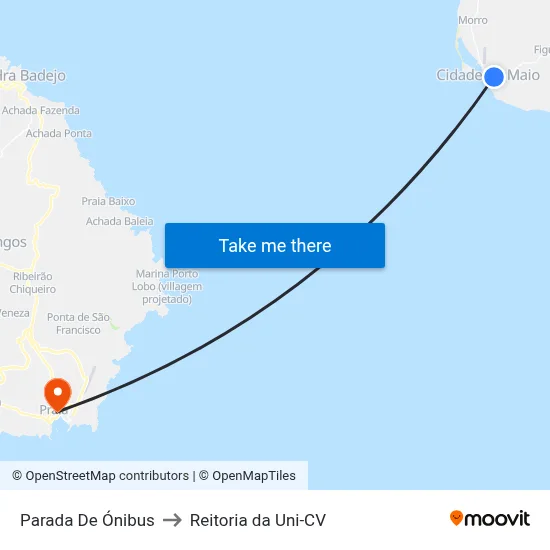 Parada De Ónibus to Reitoria da Uni-CV map