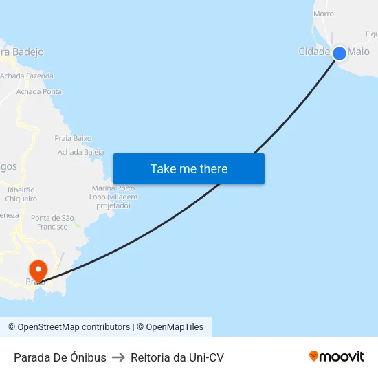 Parada De Ónibus to Reitoria da Uni-CV map