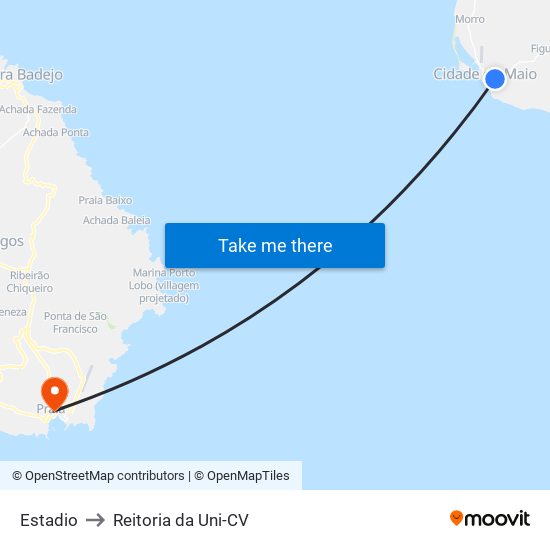 Estadio to Reitoria da Uni-CV map