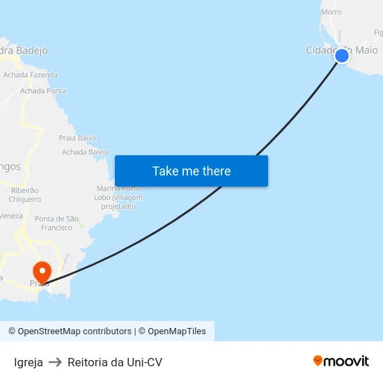 Igreja to Reitoria da Uni-CV map