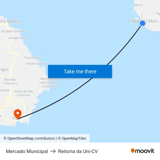 Mercado Municipal to Reitoria da Uni-CV map