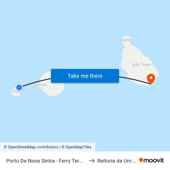 Porto De Nova Sintra - Ferry Terminal to Reitoria da Uni-CV map