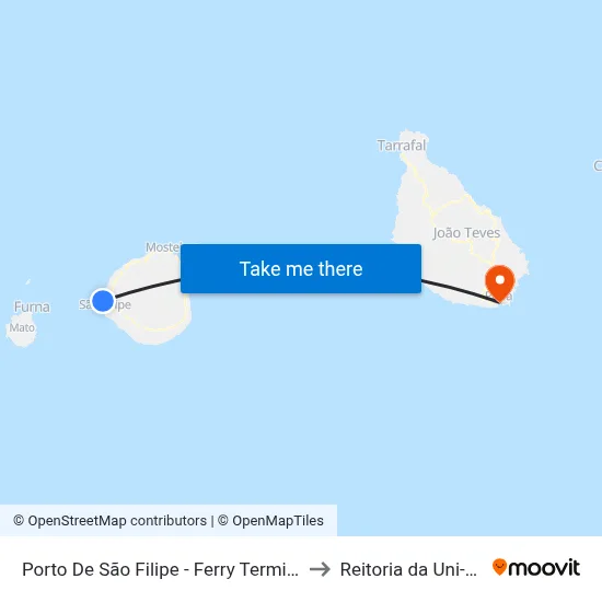 Porto De São Filipe - Ferry Terminal to Reitoria da Uni-CV map