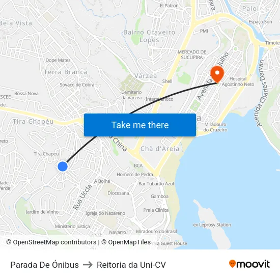 Parada De Ónibus to Reitoria da Uni-CV map