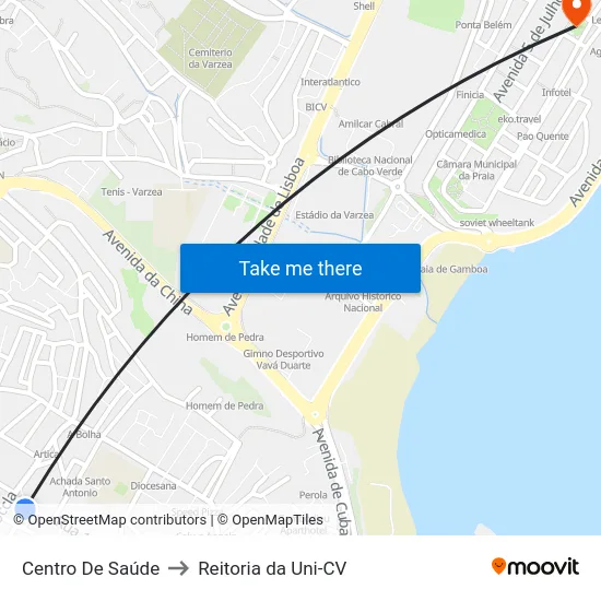 Centro De Saúde to Reitoria da Uni-CV map