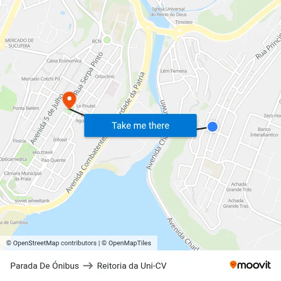 Parada De Ónibus to Reitoria da Uni-CV map