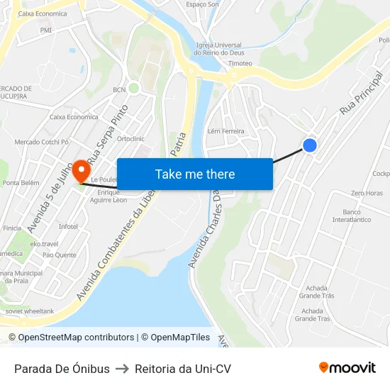 Parada De Ónibus to Reitoria da Uni-CV map