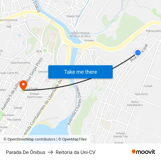 Parada De Ónibus to Reitoria da Uni-CV map