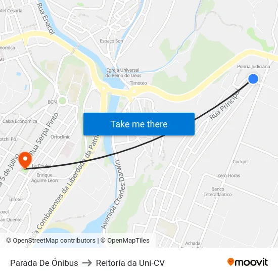 Parada De Ónibus to Reitoria da Uni-CV map
